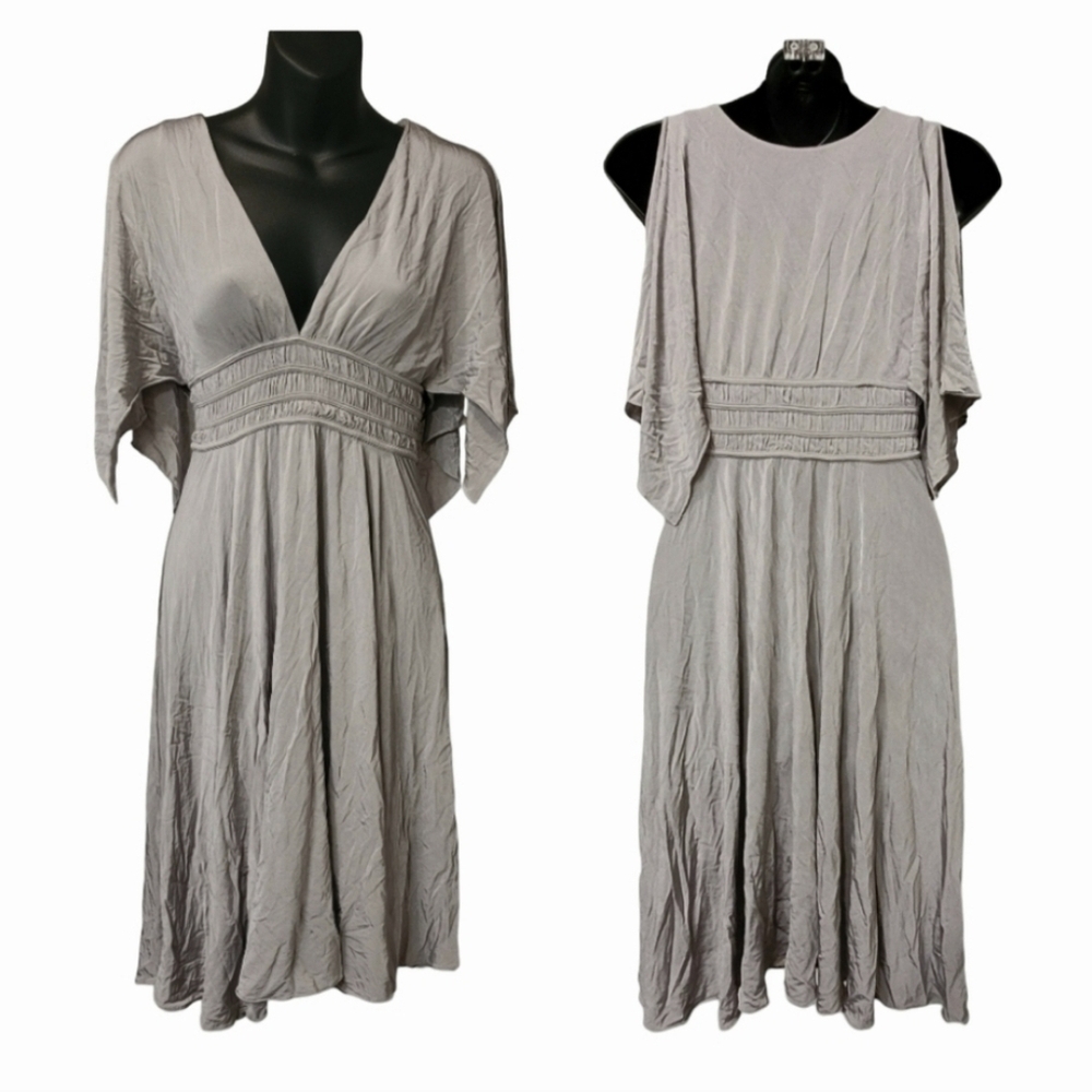 BeBe Silver Jersey Knit Party Dress Sz XS